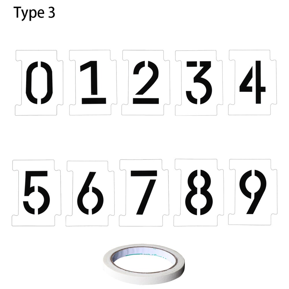 0-9 tal 26 bogstaver stencilsæt genanvendelige plastiknumre stencils 6 tommer høje tal med tape til maling af postkasseadresse: Type 3