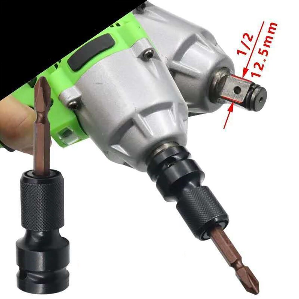 Llave de impacto hexagonal de 1/2 pulgadas a 1/4 pulgadas, conjunto de adaptador, convertidor de unidad de llave inglesa, herramienta de liberación rápida