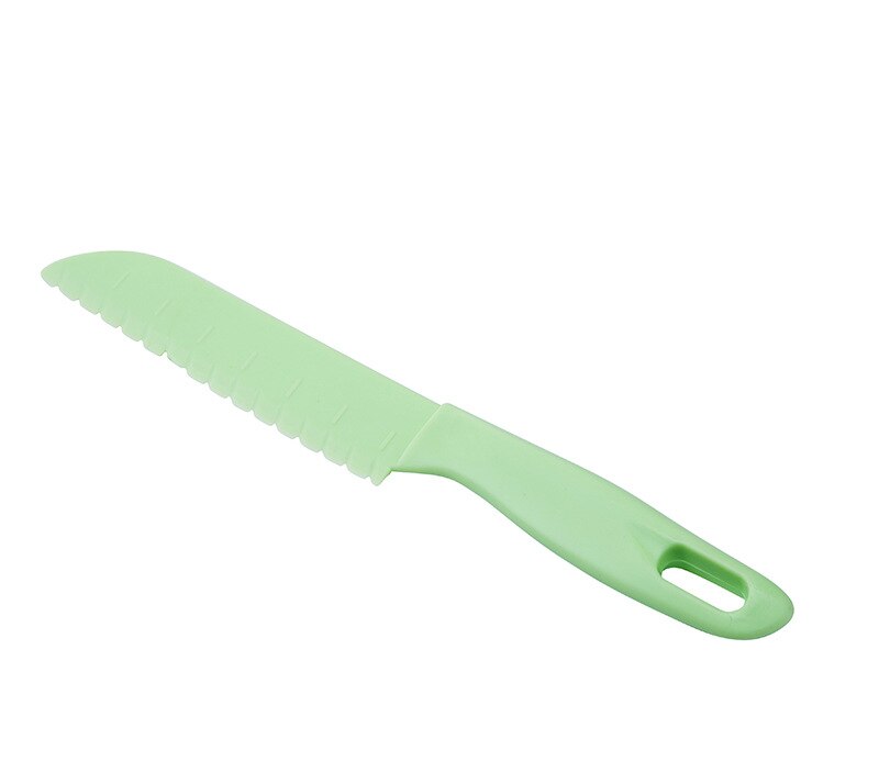 Couteau de cuisine pour enfants, couteau de cuisine pour le pain, laitue, couteau de cuisine en plastique pour les tout-petits, couteau à fruits, couteaux d'office sûrs pour enfants, coupe-dents de scie: vert clair