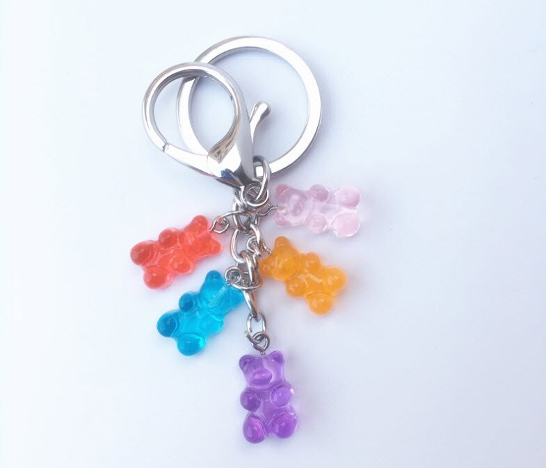 LLavero de oso de estilo coreano, adorno para coche, colgante de llaves, oso de color caramelo para decoración de bolso para niñas: Multicolor