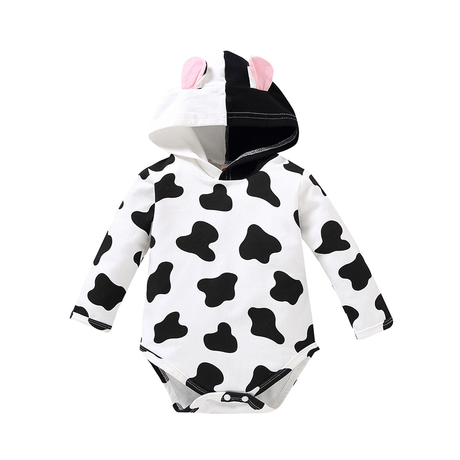 Baby Rompertjes Winter Pasgeboren Baby Boy Girl Lange Mouw Melk Koe Print Hoodie Romper Bodysuit Kleding Kids Overalls Ropa Bebes: 12-18 Months