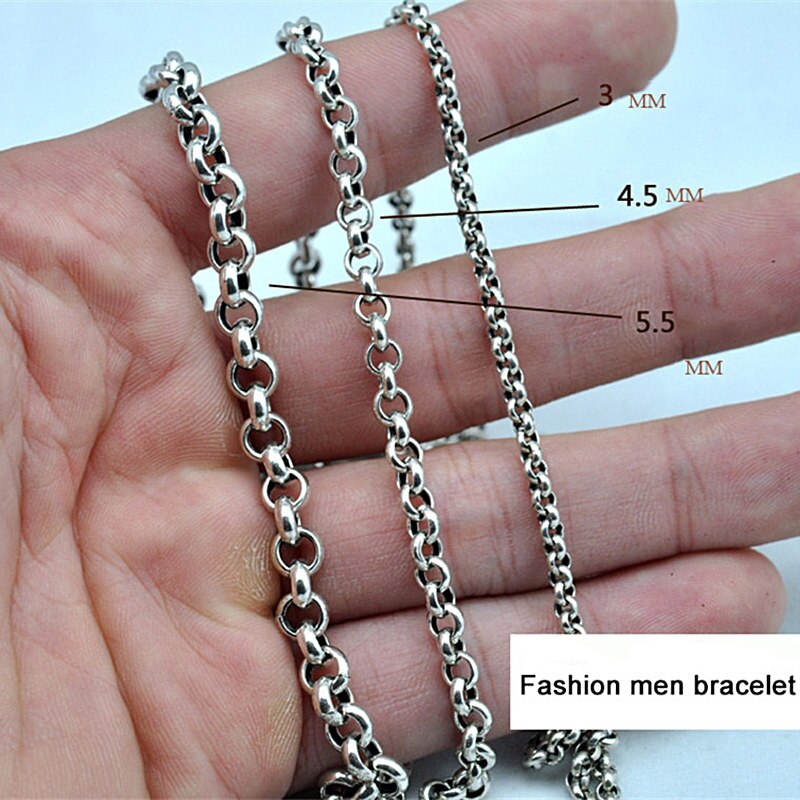 V. ya sólido 925 prata esterlina homens pulseiras pulseira de luxo masculino charme pulseiras 5mm masculino fino jóias presentes de aniversário