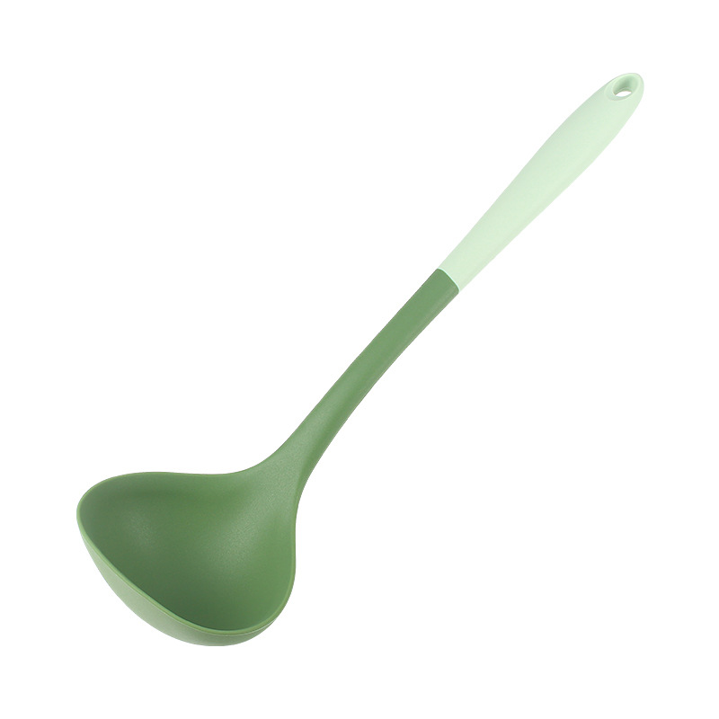 6-delige siliconen keukengereiset: Chinese spatel, soeplepel, gleufdraaier, pastellepel, salade- en honingschrapers voor Non-S: Licht Groen