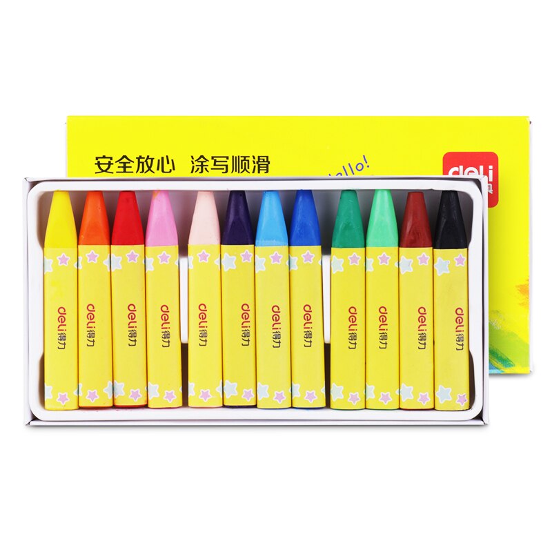 Deli 12 kleuren wax caryon setcute voor school kids tekening art supply kleuren pastel krijt beste cadeau pen