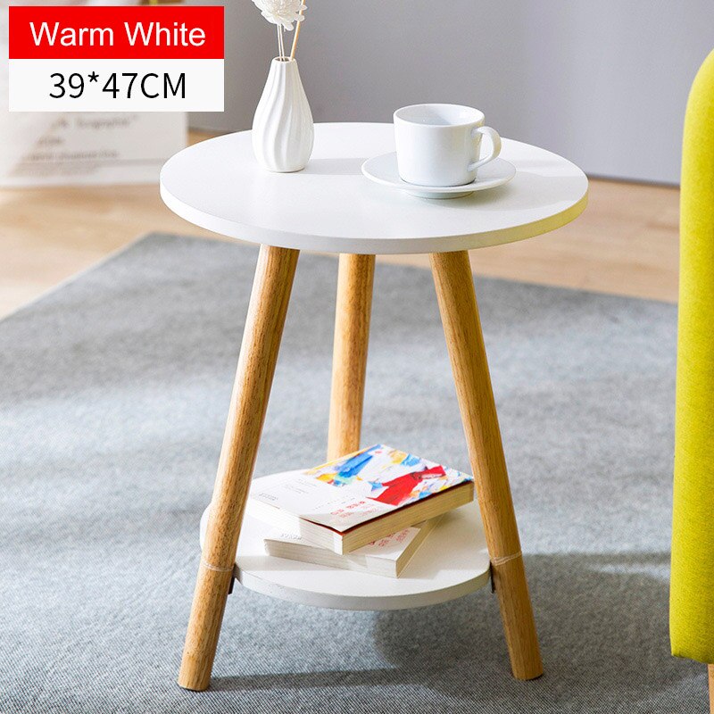 Nordic Style Solid Wood Coffee Table Living room Sofa Side Table Small Dining Table Small Tea Table Home Furniture: double 39cm white