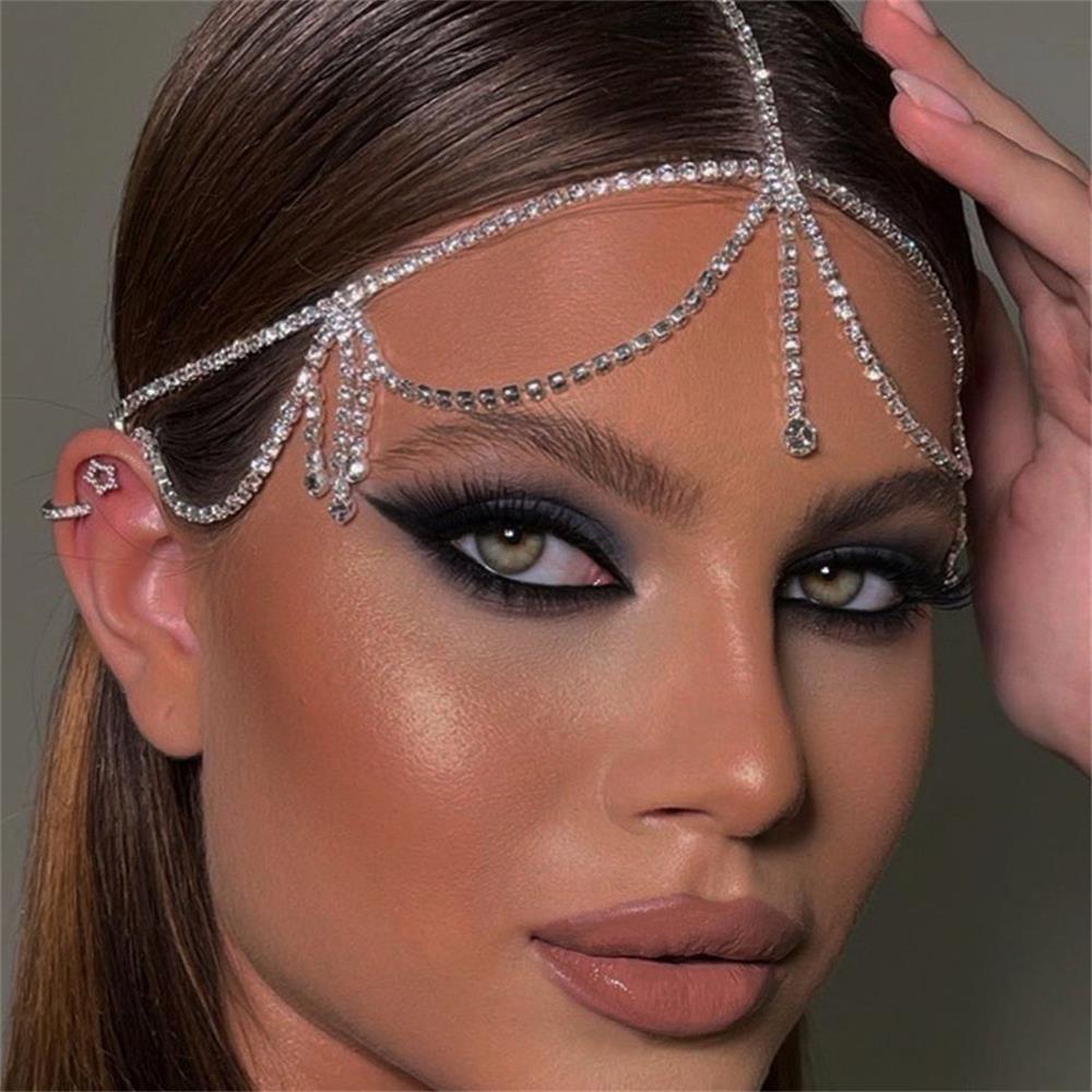 Chaîne de cheveux en strass Simple, accessoires pour femmes, couvre-chef de fête en cristal, bijoux de front de mariée, diadème à franges