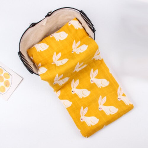 Katoenen Baby Dekens Pasgeboren Zachte Biologische Katoen Baby Deken Mousseline Inbakeren Wrap Voeden Burp Doek Handdoek Sjaal Baby Spullen: Bunny