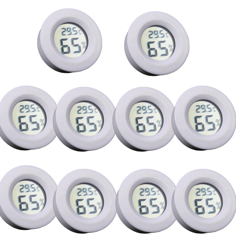 6~10pcs Mini Hygrometer Thermometer Fahrenheit or Celsius Meter Digital LCD Monitor Indoor Room Round Humidity Temperature Gauge: Yellow