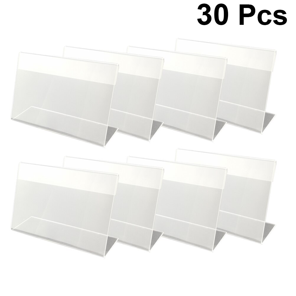 30Pcs 6x4cm Acrylic Shelf Label Holder Price Tags Premium Plastic Transparent Price Tag with Price Card