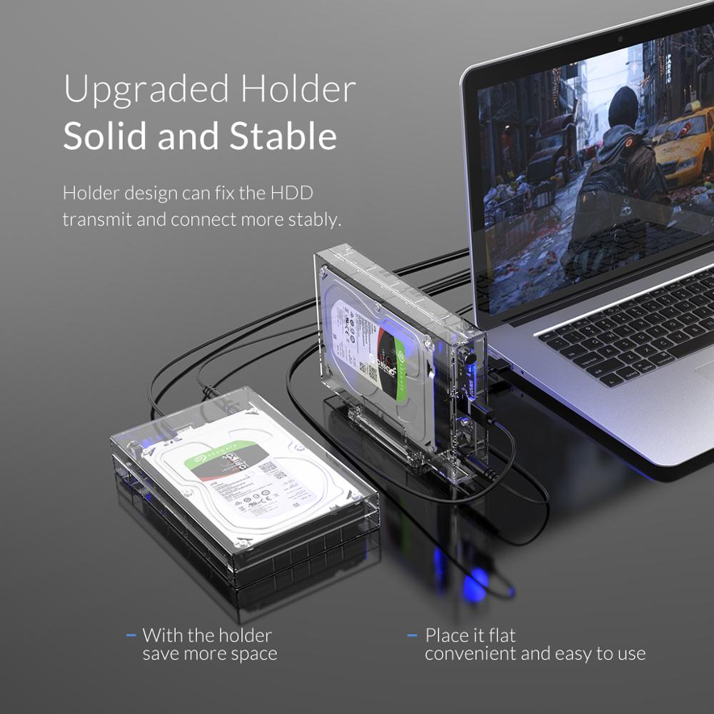 ORICO 3.5 inch HDD Behuizing USB 3.1 Type C 10Gbps Transparante HDD Case SATA naar USB C Transparant HDD docking station