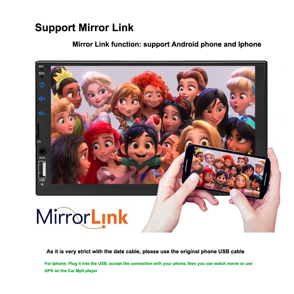 2 Din Capacitance Touch Screen Car MP5 Player with Bluetooth FM Radio Receiver Support Rear Camera external microphone radio