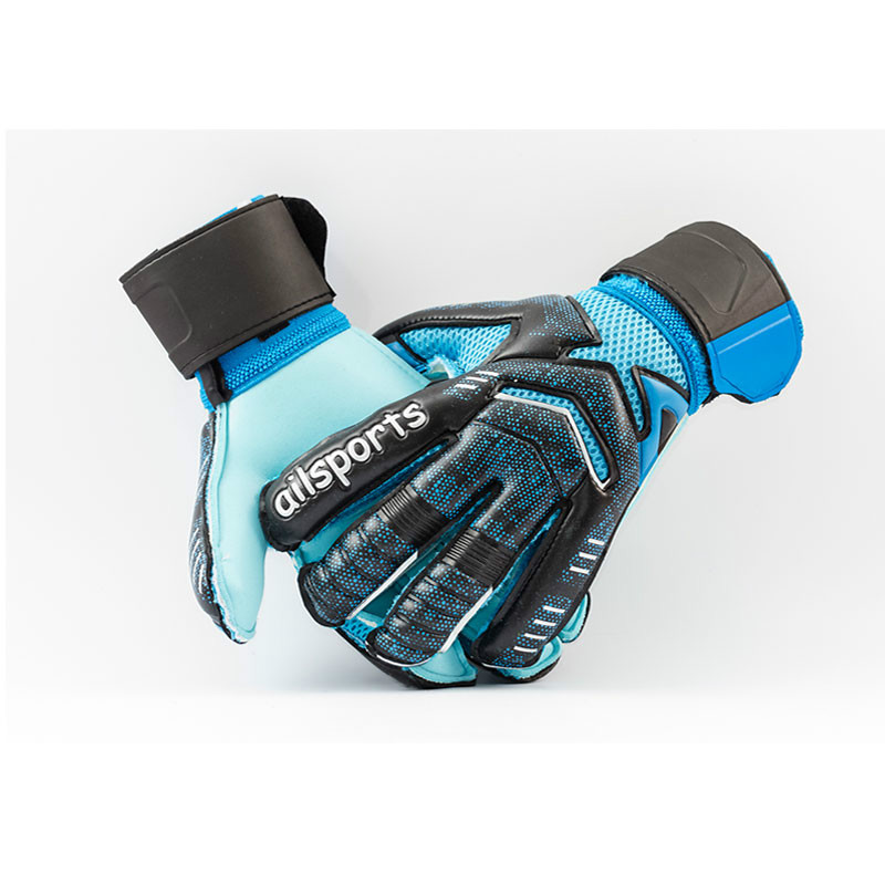 freundlicher Männer Professionelle FußBall Torwart Handschuhe 4mm Latex Mit Finger Schutz freundlicher Erwachsene FußBall Torwart Handschuhe Schutz: Blau / L