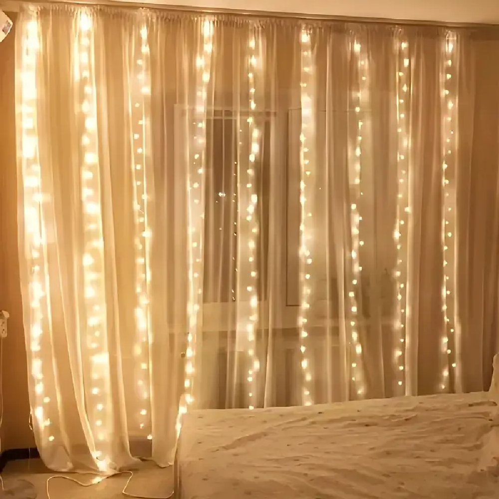 300 LEDS Gordijnen Lichtslingers Witte Tule Achtergrond Pure Achtergrond Gordijnen Voor Bruiloft Verjaardagsfeestje Huis Decoratief