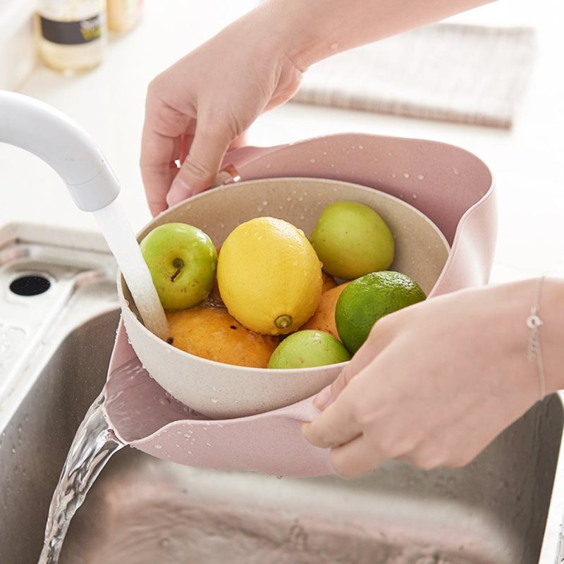 Multifunction Kitchen Strainer Double Drain Basket Vegetables Fruit Washing Strainer Bowls Vegetables Fruit Washing Strainer Bo2