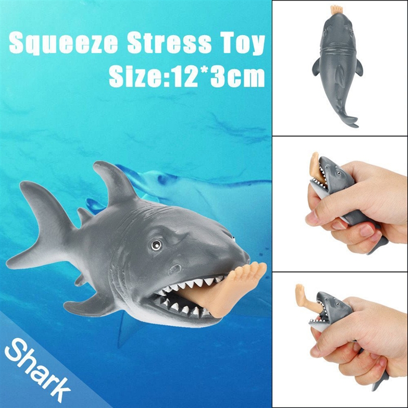 Decompression Toys Gray Cannibal Shark Squeeze Toy Durable Soft Comfortable Shark Squeeze Toy
