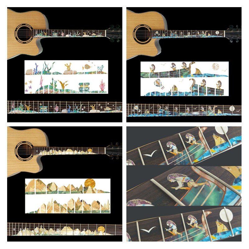 28 Stijlen Cross Inlay Decals Fretboard Sticker Voor Elektrisch Akoestische Gitaar Bas Ultra Dunne Sticker Ukulele Guitarra Accessoires