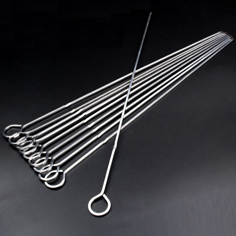 10 stk 38cm 15in lange grillspyd sæt kogeværktøj metal grillspyd firkantede grillpinde shish kabob spyd bbq grillnåle