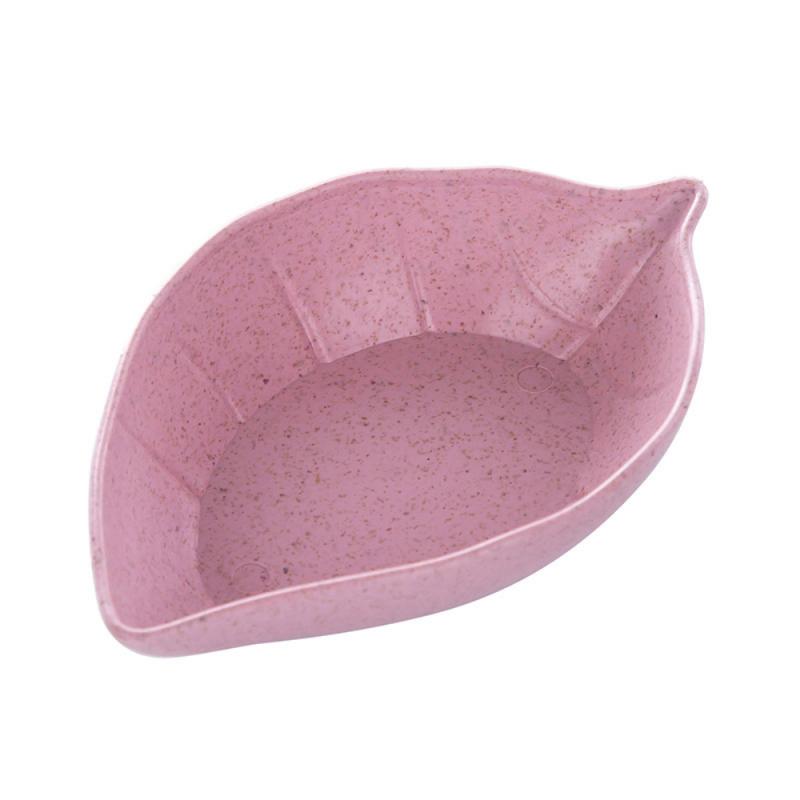 1PC multi-usages blé paille bol vinaigre assaisonnement solide soja plat Sauce sel Snack petite assiette cuisine fournitures: 09 Leaf Pink