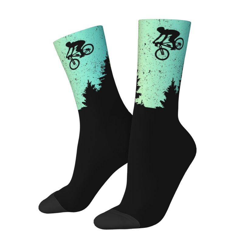Cycling On The Mountain Bike Dress Socks Men's Women's Warm Cycling Bicycle Cyclist Biking Crew Socks: grass green