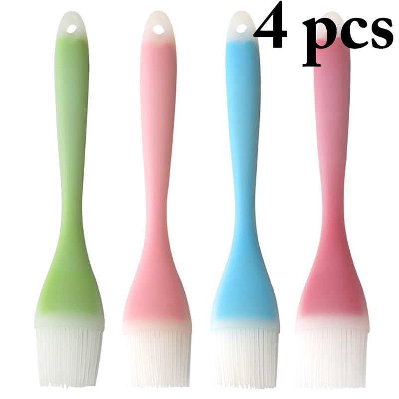 4pcs Silicone Baking Tray Bread Chef Pastry Oil Butter Paint Brush Basting Barbecue Brush Silicone Baking Barbecue Tool: Default Title