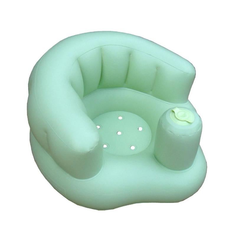 Baby Bad Douche Stoel Baby Leren Zitten PVC Opblaasbare Sofa Stoel Kruk Baby Ademend Meubels voor Wandelen en Reizen: Green