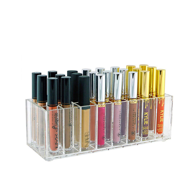 Akryl lipgloss holder 24 slots læbestift boks display stand diverse opbevaring boks kosmetisk makeup organizer holder