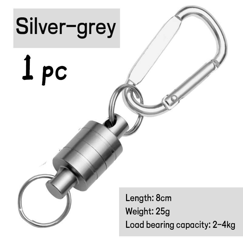 WIFREO – filet magnétique de pêche à la mouche, boucle magnétique, lanière à dégagement rapide, connecteur de terre, mousqueton, outil de pêche en plein air: 1pc a silver grey