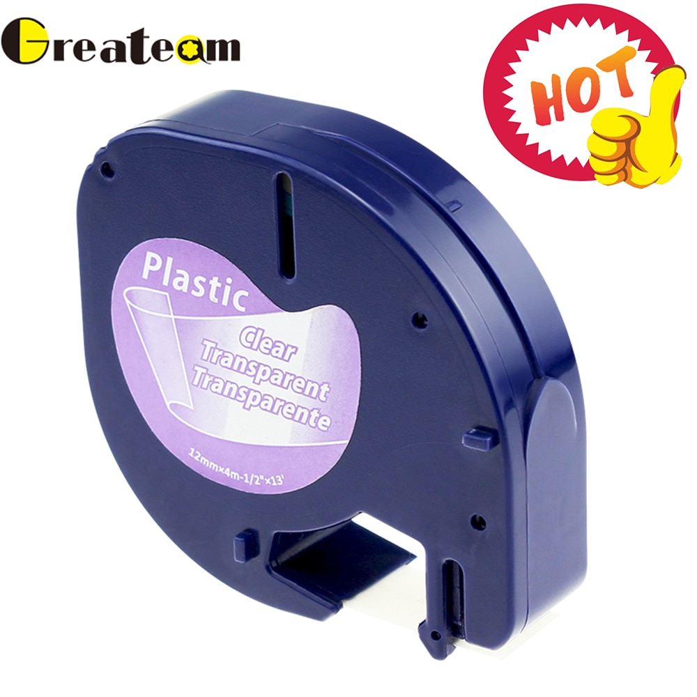 Greateam 91330 12267 91200 91201 12mm Black on Clear for DYMO LetraTag Plastic Tape LT91201 91203 Dymo Label Maker for LT-100H