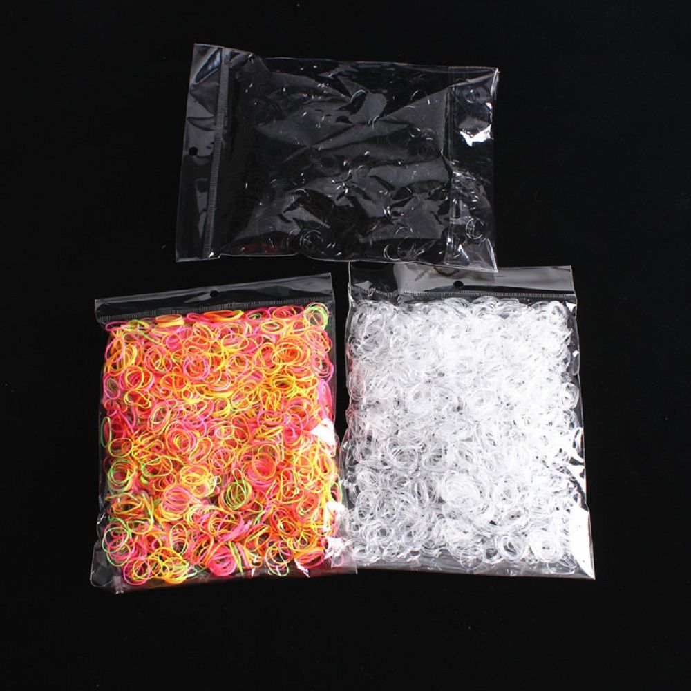 2000 st/påse hår gummisnöre gummiband transparent vit 1mm genomskinlig hästsvanshållare elastisk gummi hårrep flätningsverktyg