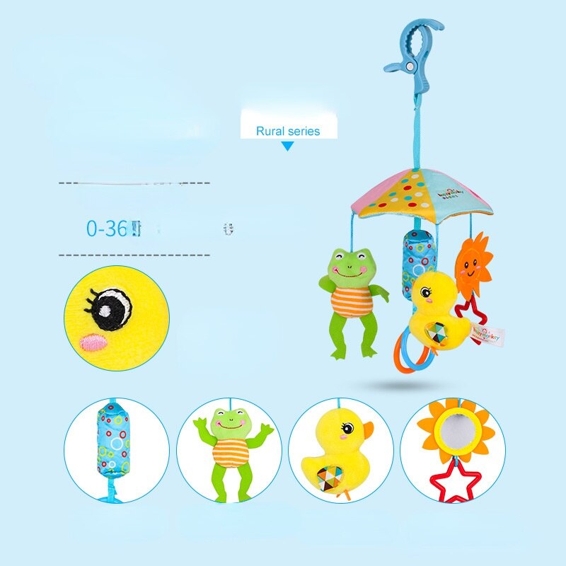 Baby Rammelaars Wieg Mobiles Speelgoed Dier Kikker Roterende Bed Bel 0-12 Maanden Baby Houder Kids Paraplu Roterende wind Chime