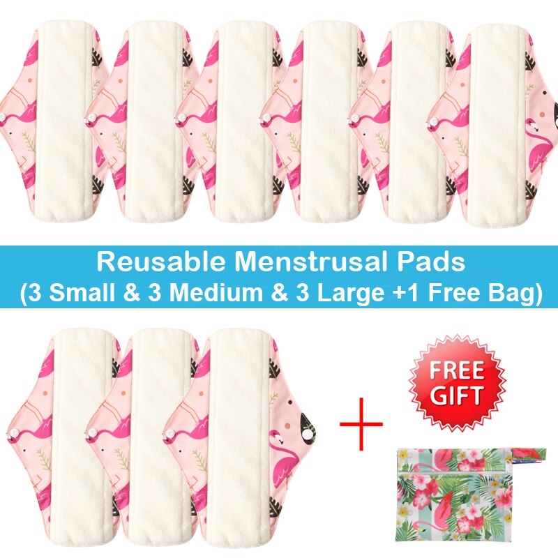 10 stk (3s+4m+3l) genanvendelige bambus kul bind bind menstruationsbind vaskbart trusseindlæg feminin hygiejne barsel med en taske: Wsd 37