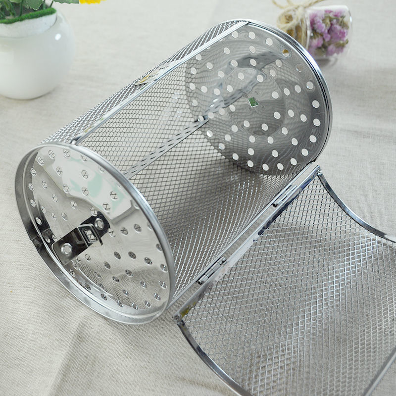 Rustfritt stål ovn steke kurv baking roterende nøtter bønner peanøtt bur bbq grill bakeware