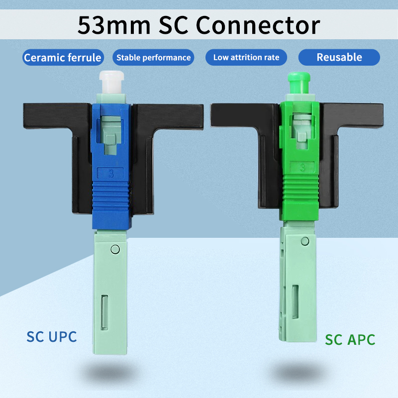 SC UPC APC Fiber Optic Connector FTTH Fiber Optical Fast Connector 53mm Embedded Optica Quick Connector UPC