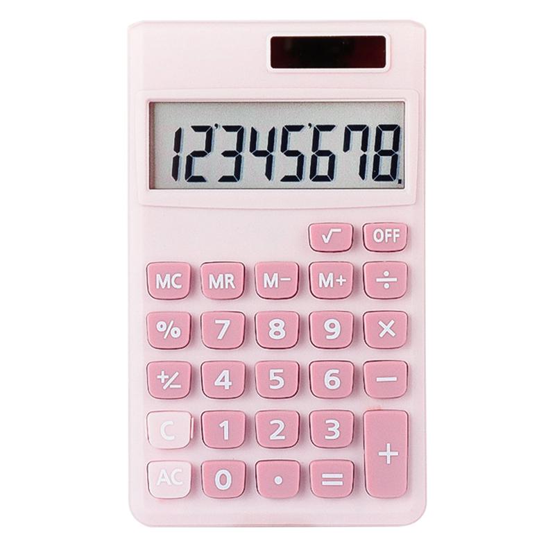 School Student Calculator Solar Powered Calculator Office Working Supply: Pink