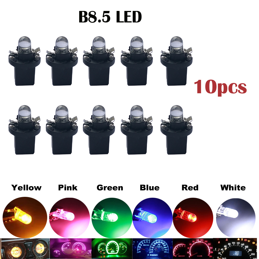 10Pcs T5 Led Bulb W3W W1.2W B8.5 COB Led Car Interior Lights Dashboard Warming Indicator Wedge Auto Instrument Lamp 12V: Yellow / green