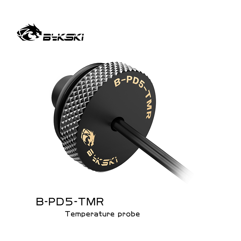 Bykski B-PD5-TMR,G1/4'' Water Cooling Fitting,Temperature Measurement Sensor Plugs,Temperature Probe Black/Silver