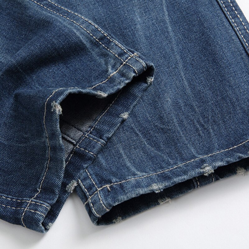 Men Jeans Torn Old Straight Cotton Slim Painted Printed Stretch Motorcycle Jeans Brand Men Trousers Plus Size Destroyed