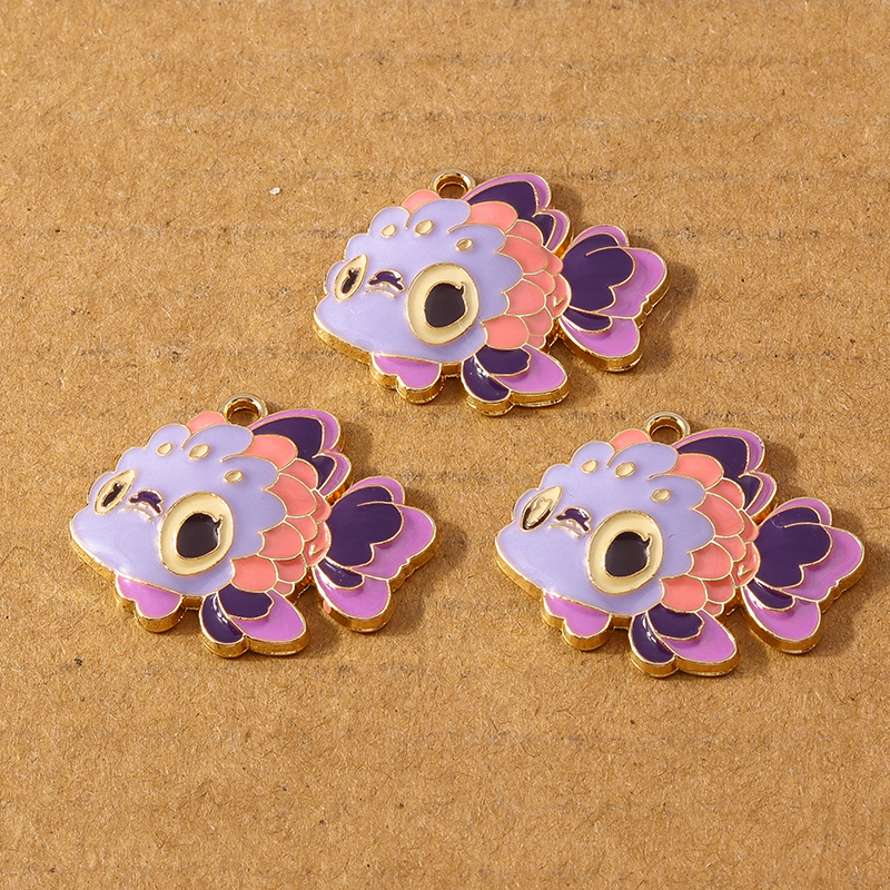 10 stk. søde emalje fiskecharme vedhæng til halskæder, øreringe, gør-det-selv armbånd, håndlavede smykker, tilbehør, forsyninger: Platineret