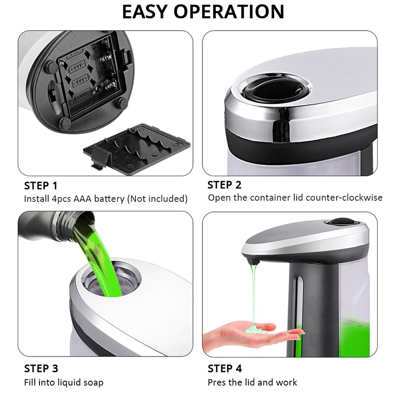 Automatic Soap Dispenser Touchless Smart Sensor Liquid Soap Dispenser Pump Hand Free Detergent Dispensador for Bathroom Kitchen