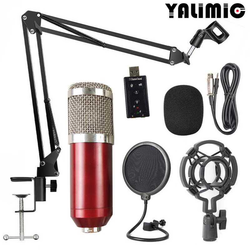 Microfono a Condensatore BM800 - Cablato 3.5mm con Scheda Audio USB NB-35 per Computer Karaoke: 3