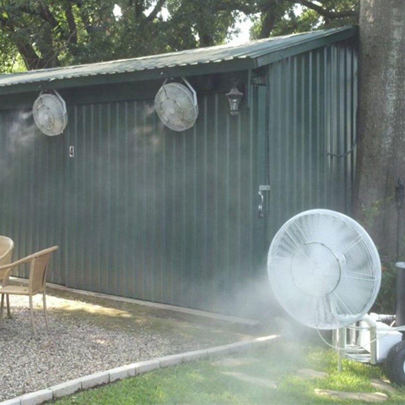 Outdoor Misting Fan Kit For Water Misting Cooling System Misters Mister Fan Line and 5 Brass Mist Nozzles Cooling Outdoor Patios