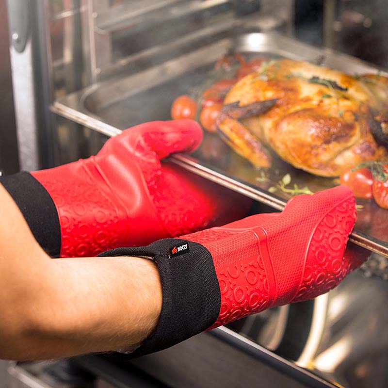 Guantes de silicona de longitud larga para horno, Manoplas de algodón resistentes al calor para horno, utensilios de cocina para microondas, 1 unidad