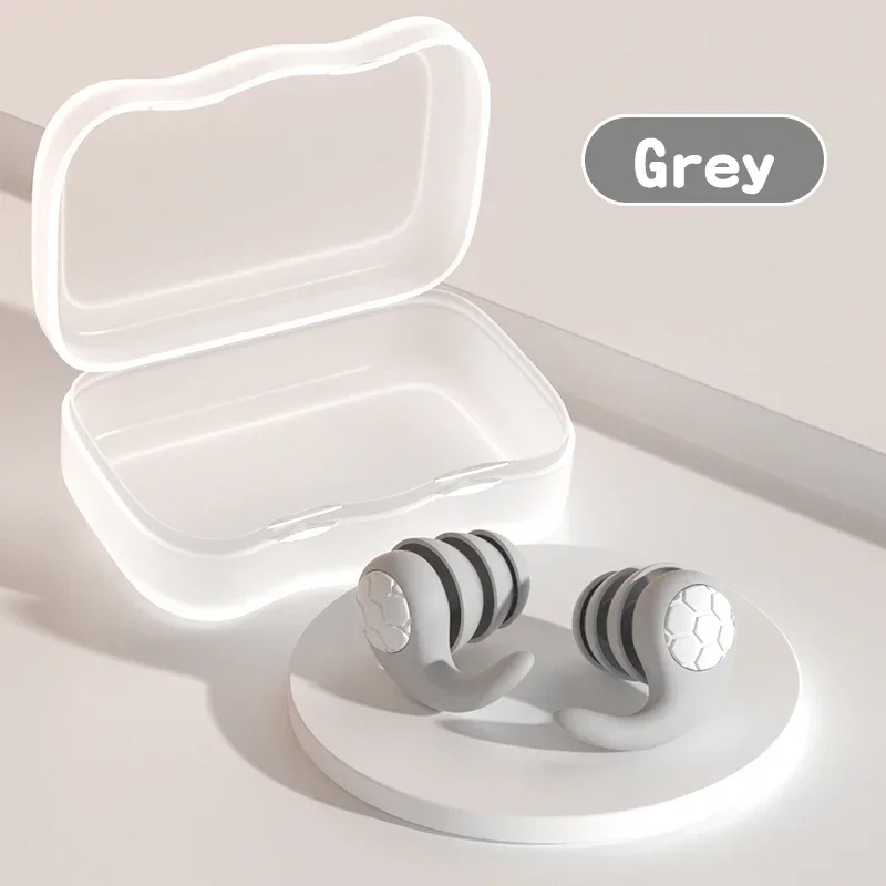 Silikon-Ohrstöpsel mit Geräuschunterdrückung, Geräuschfilter, zum Schlafen, Schwimmen, wasserdicht, dreilagig, stummgeschaltete Ohrstöpsel: Licht Grau