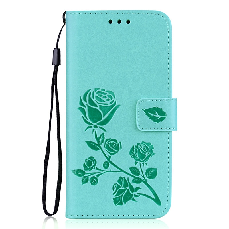 Bloem Leather Wallet Case Voor Samsung Galaxy J1 J120F SM-J120F/Ds 3D Kaartsleuven Flip Case Voor Samsung j1 6 Telefoon Case: Light Green