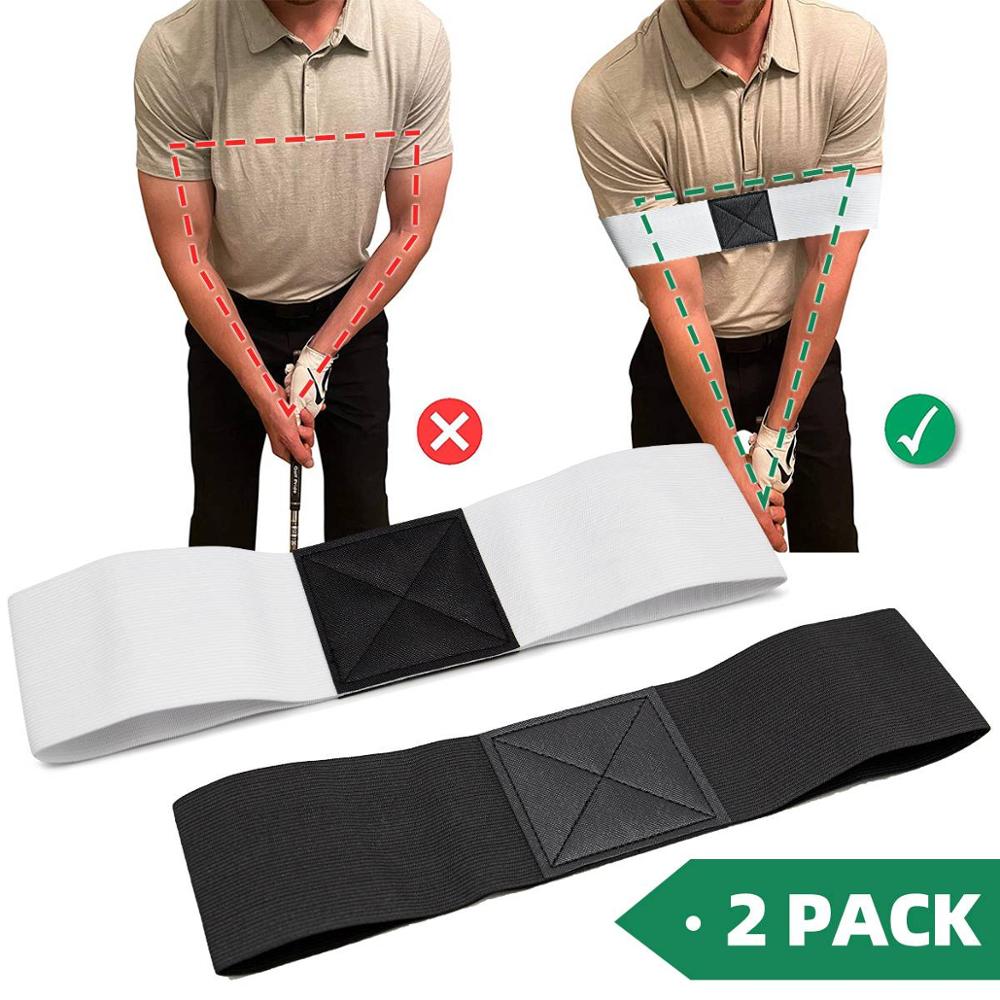 Hulpmiddel voor het trainen van de golfswing (2- pack), swingcorrigerende armband, golfswingtrainer, hulpmiddelen voor het corrigeren van de soepele swing voor beginnende golfers: Wit en zwart