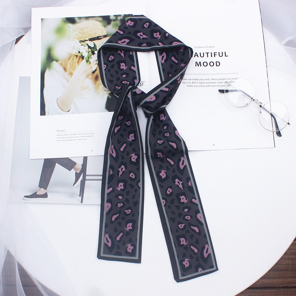 Luksus mærke leopard print taske becoration silke tørklæde til kvinder foulard kvinder binde lille silke tørklæde halstørklæde: 3