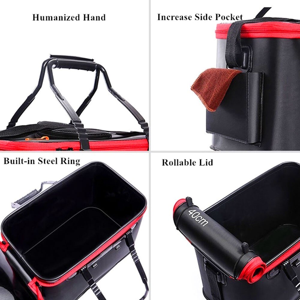 5 Sizes 11-35L Portable Zipper live Fishing Bucket Outdoor Folding EVA Fishing Bag Live Fish Bucket Camping Hiking Fishing Bag