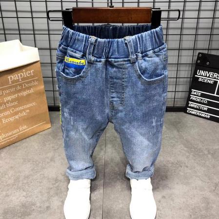 Forår efterår drenge jeans børn drenge bukser drenge bukser pioner børn dreng jeans elastisk talje casual jeans 2-6y