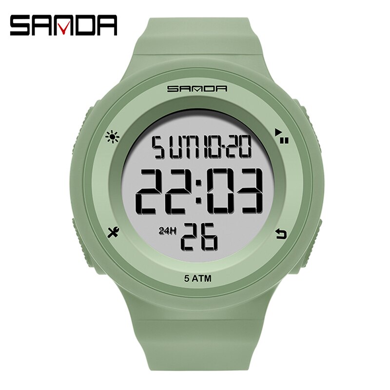 Digitale dameshorloges, jongens, meisjes, studenten, led siliconen horloge, roze, mooie digitale dameshorloges, alarm, vrouwelijke relogio: Groente