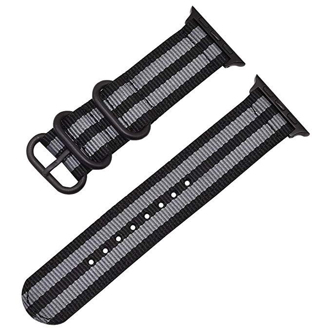 Cinta de náilon para apple watch 6 5 4 se 40mm 44mm tecido pulseira para iwatch série 6 5 4 3 2 1 esporte respirável 42mm 38mm faixas: black gray / 42mm or 44mm